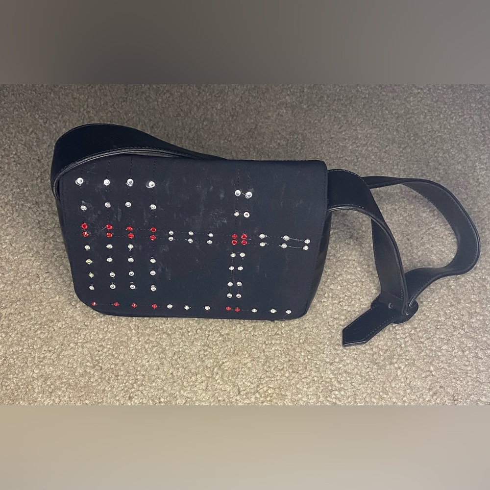 Burberry Black Mini Bag with Red and White Studs